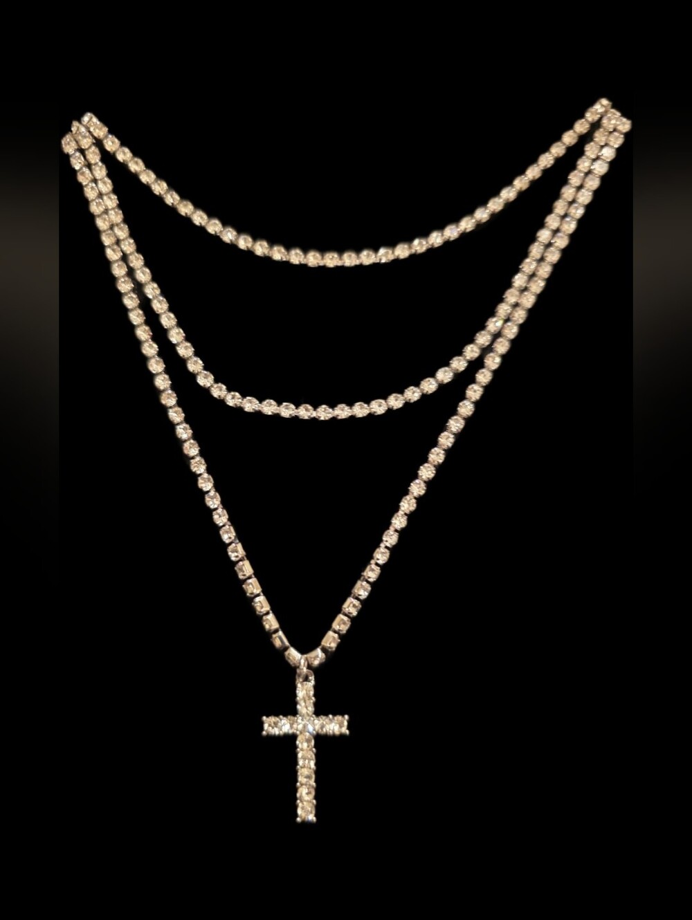 Crystal Cross Layered Necklace